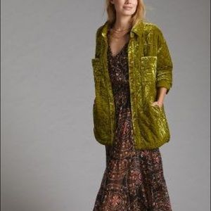 Quilted chartreuse shacket